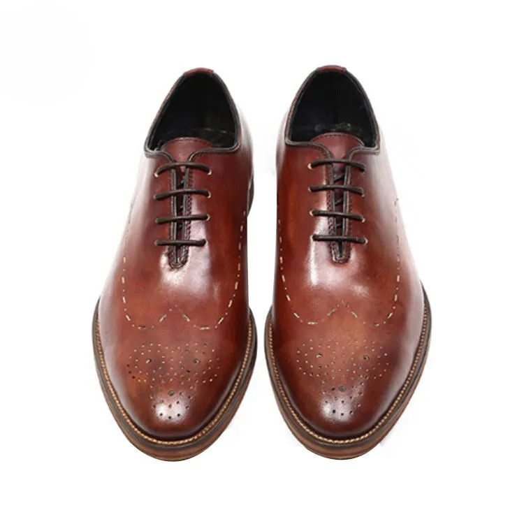 Handmade Full Grain Leather Perforated Derby Dress Shoes