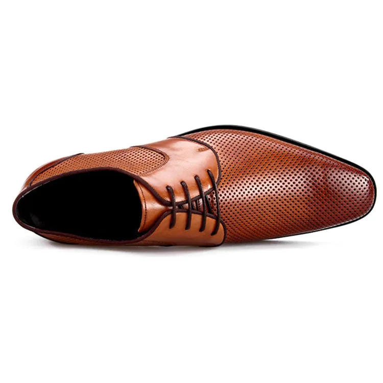 Handmade Leather Perforated Derby Shoes