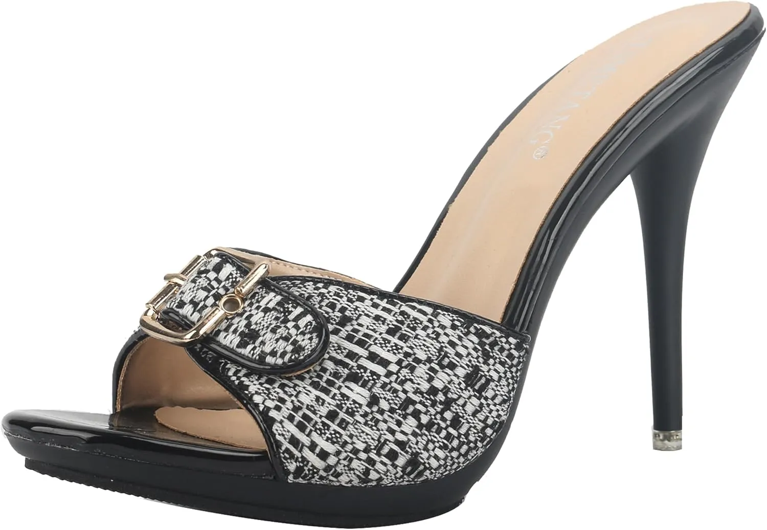 Hanfike Slip on High Heel Sandals for Women Buckle Backless Slide Dressy Mules