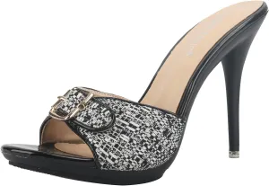 Hanfike Slip on High Heel Sandals for Women Buckle Backless Slide Dressy Mules
