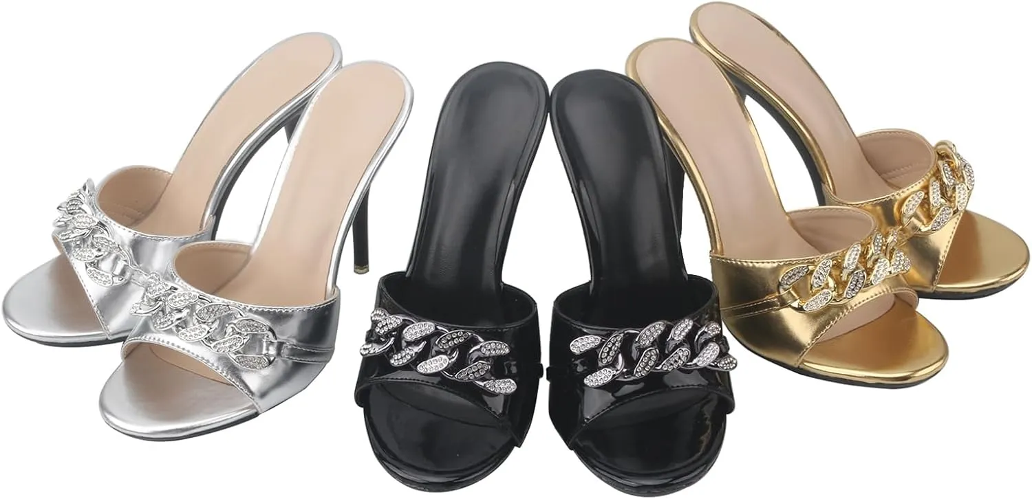 Hanfike Stiletto High Heel Mule Sandals for Women Slip on Summer Slide Shoes