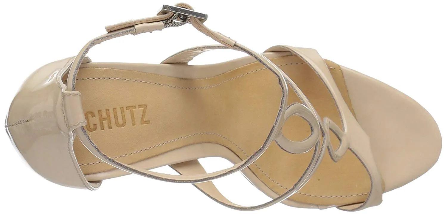 Heel Silngle Sole Tanino Cutting-edge software Pumps Nude Free shipping Leather Rania Patent SCHUTZ T-strap High