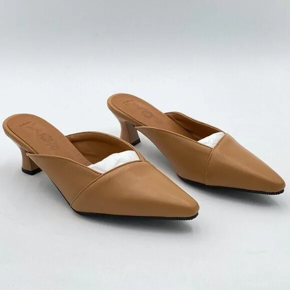 Heeled Mules for Women Sexy Pointed Closed Toe Slip On Mule Pumps Heels