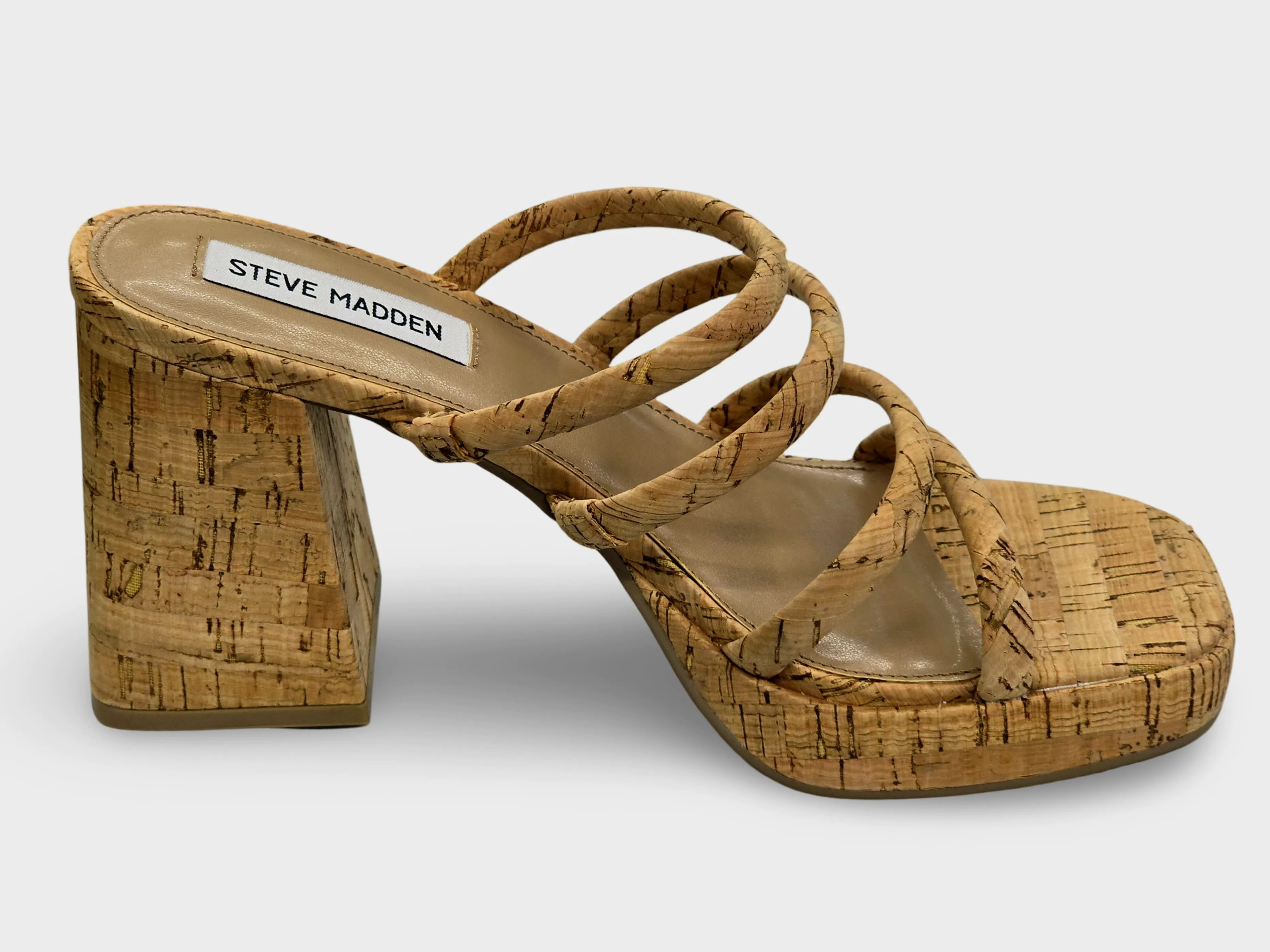 High Steve Robust security Platform Block Slip Heeled On Observe Madden Natural Sandals Fashion Ready-made