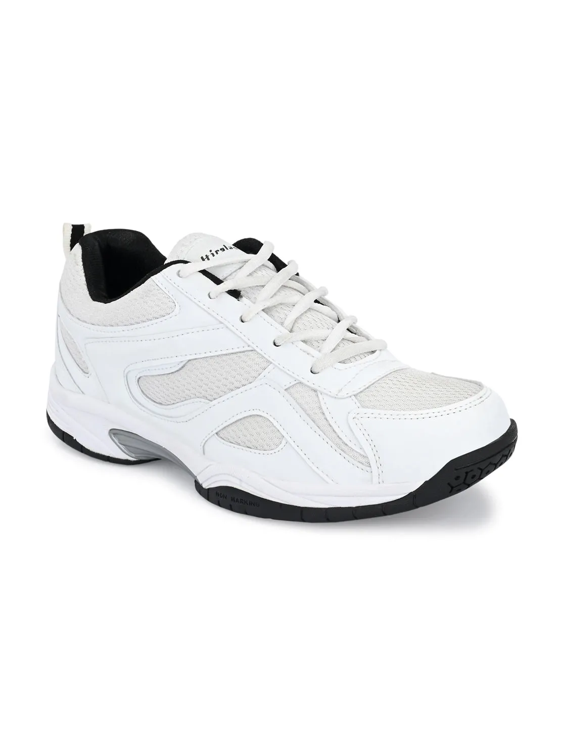 Hirolas® Men's Multisports Shock Absorbing Walking Running Fitness Athletic Training Gym White Lace Up Sport Shoes (HRL2018W)