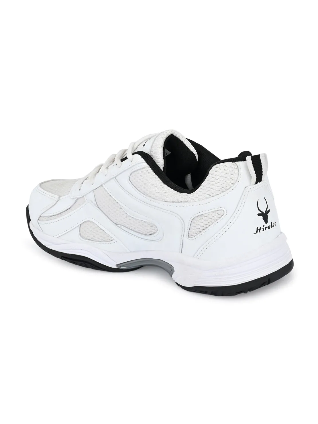 Hirolas® Men's Multisports Shock Absorbing Walking Running Fitness Athletic Training Gym White Lace Up Sport Shoes (HRL2018W)