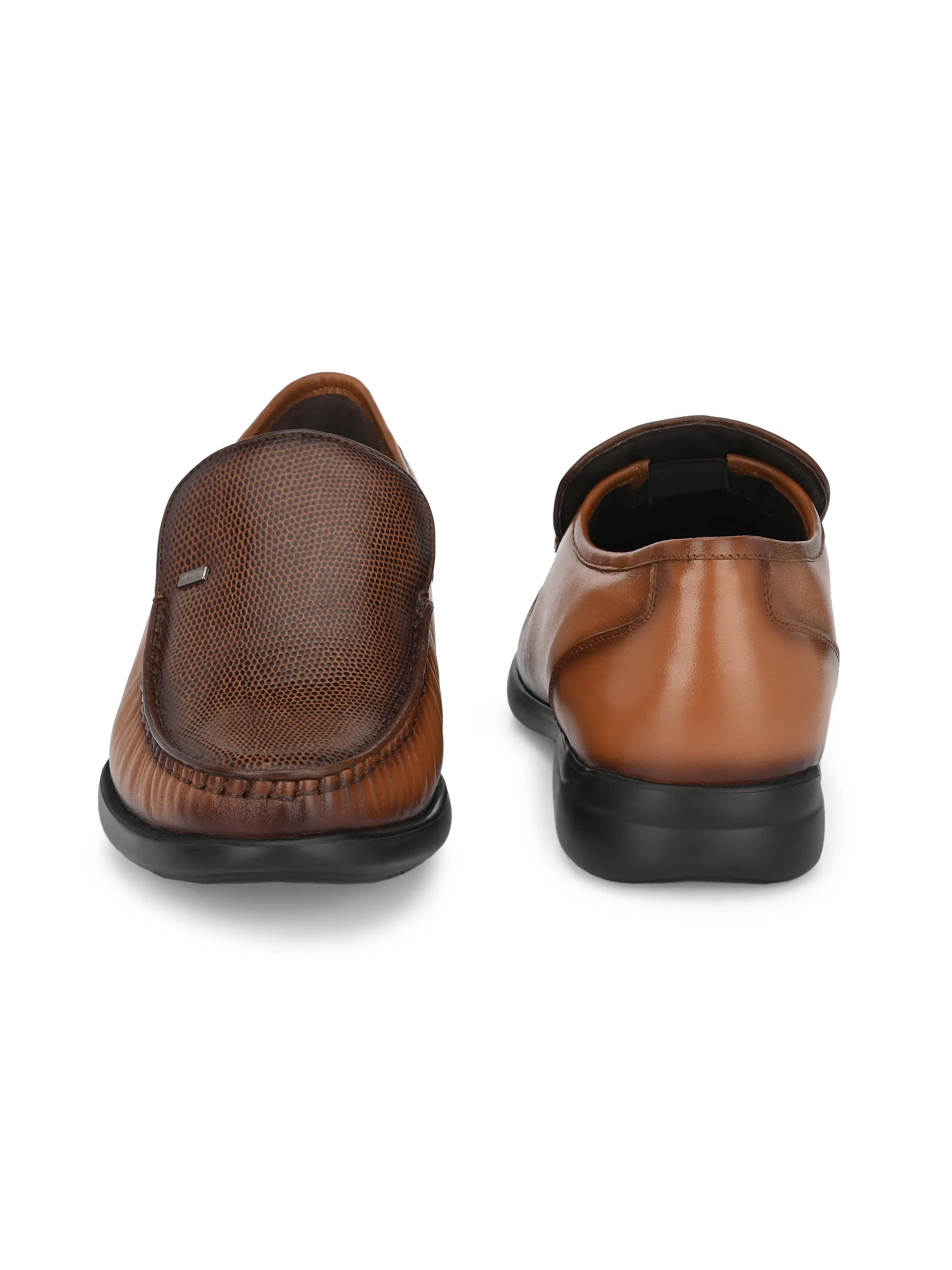 Hitz Men's Tan Leather Slip-On Comfort Shoes