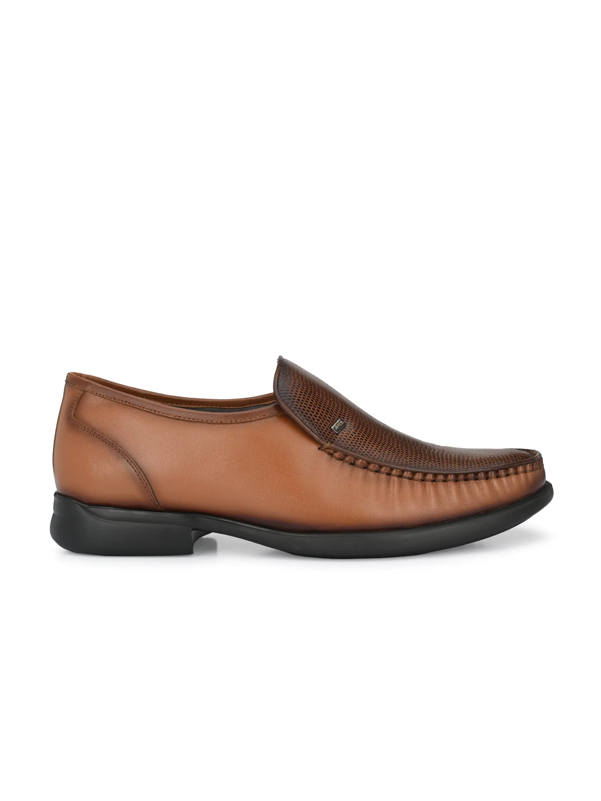 Hitz Men's Tan Leather Slip-On Comfort Shoes