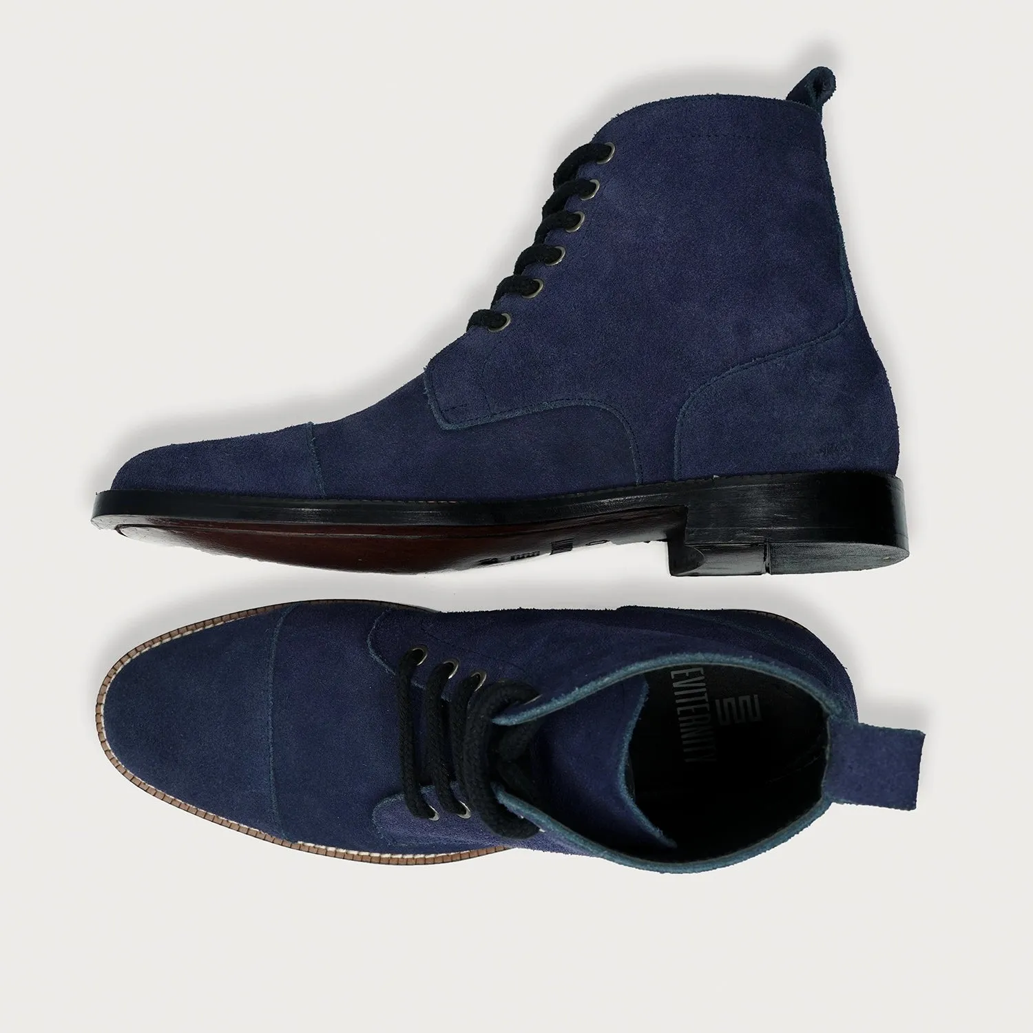 Knight Derby Midnight Blue Suede Leather Boots