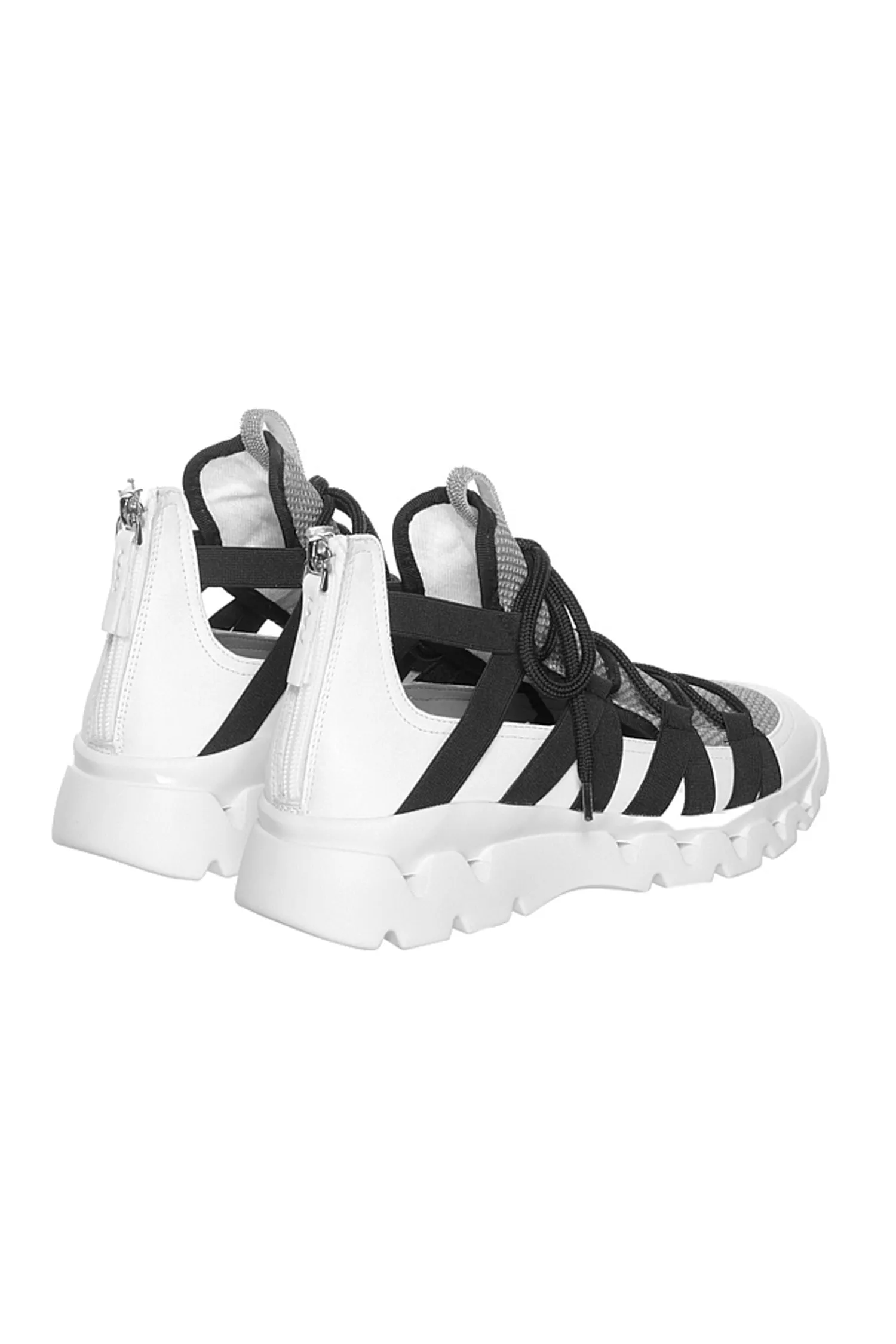 Lace Up Sneaker in Bianco Roccia Nero