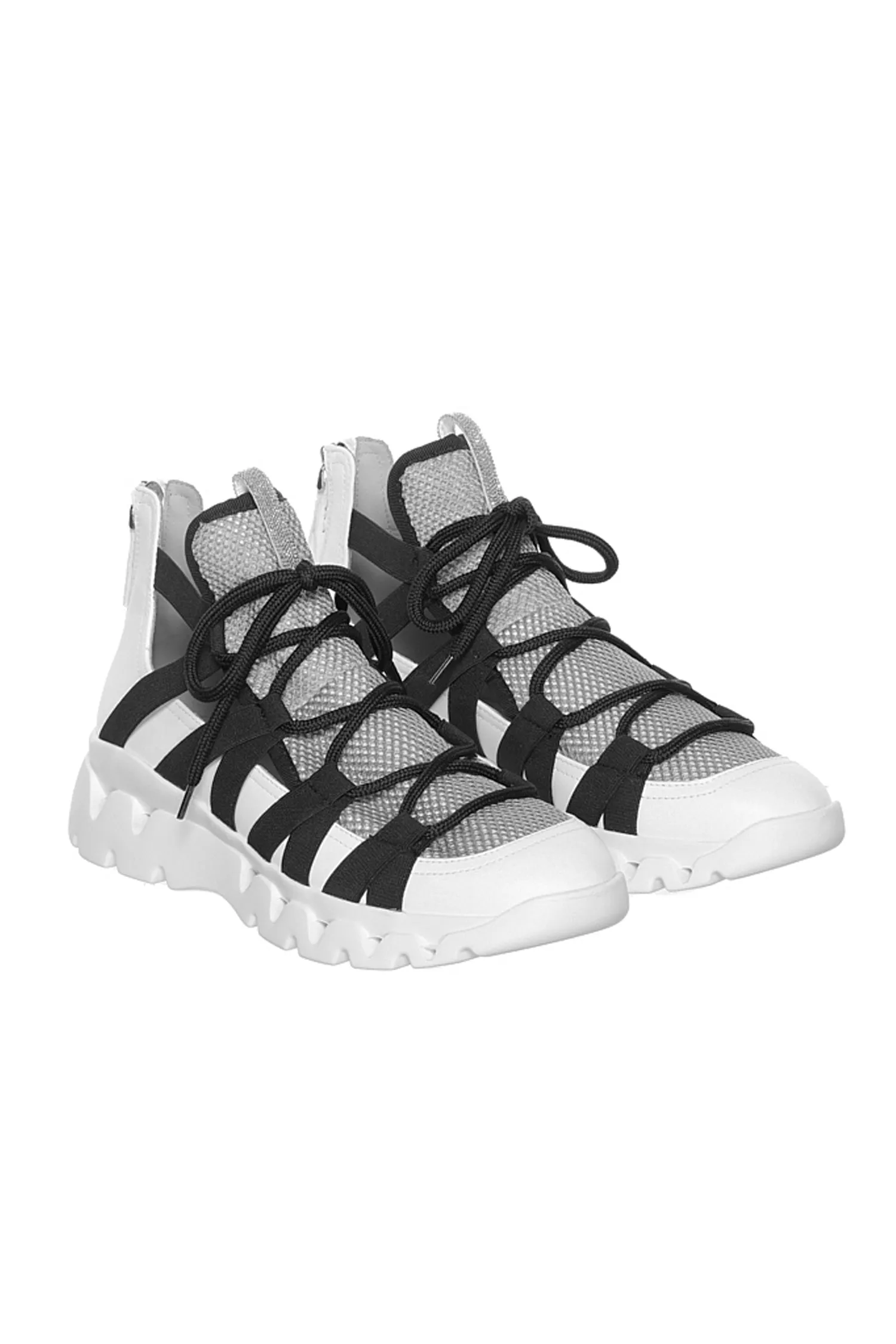 Lace Up Sneaker in Bianco Roccia Nero