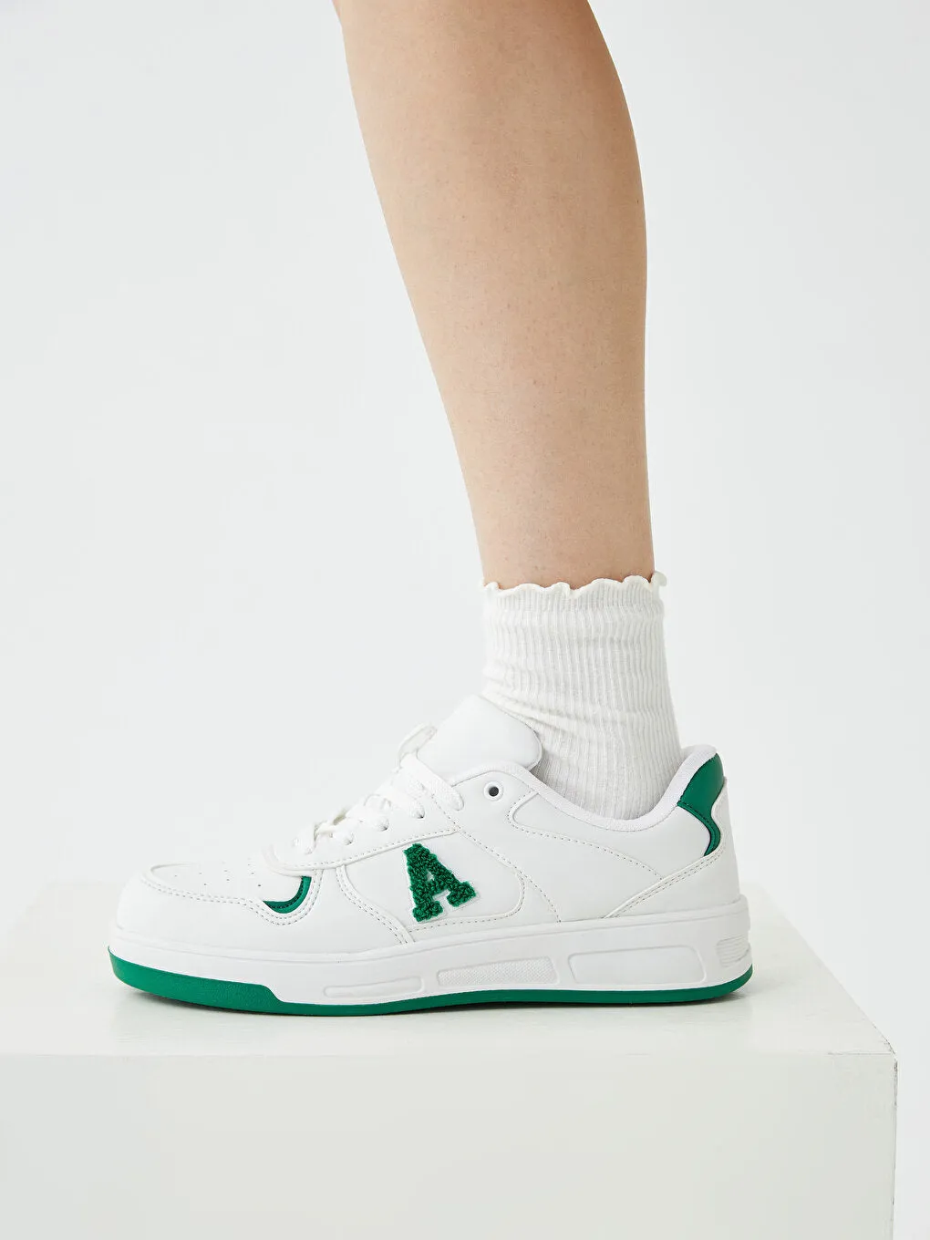 Leather Look Lace Up Women's Sneakers