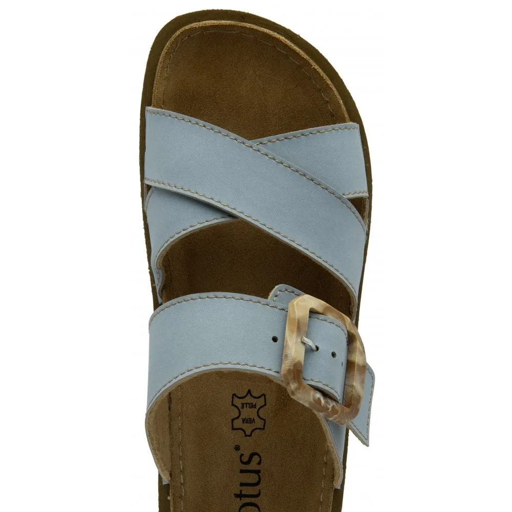 Lotus Assenza Women's Crossover Strap Mule Sandal Blue