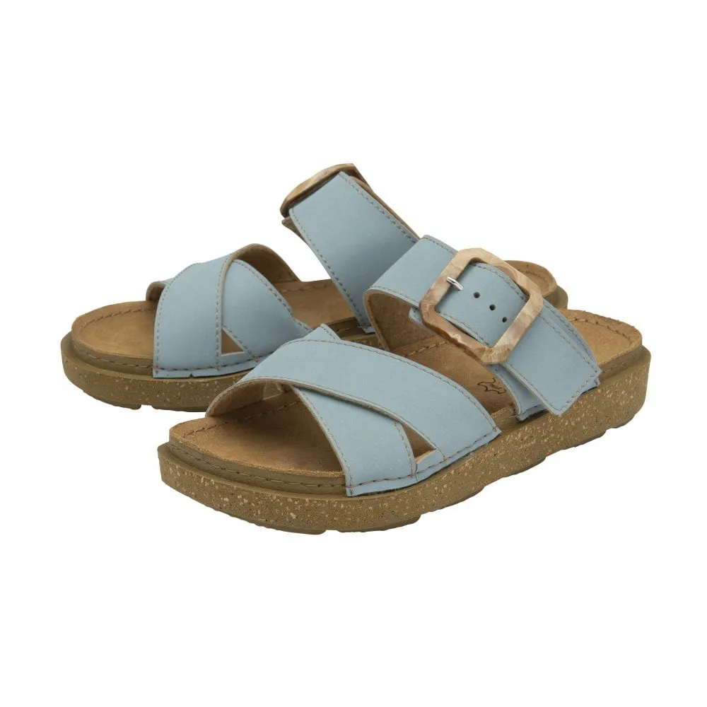 Lotus Assenza Women's Crossover Strap Mule Sandal Blue