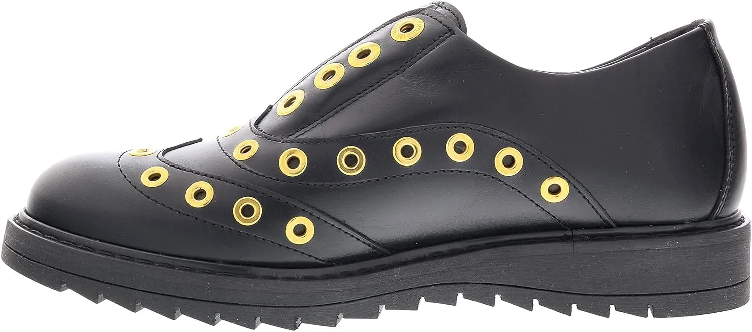 Love Moschino Riveted Slip On Leather Derby Shoes - for Womens