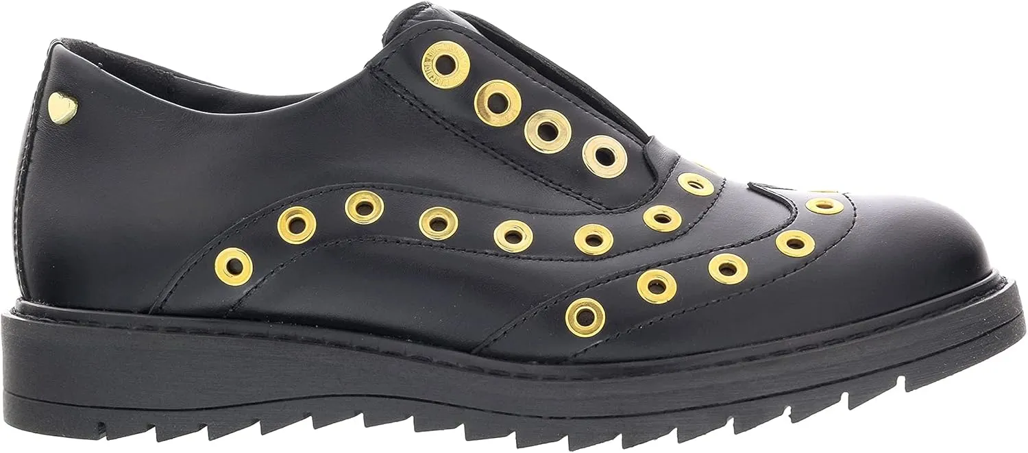 Love Moschino Riveted Slip On Leather Derby Shoes - for Womens