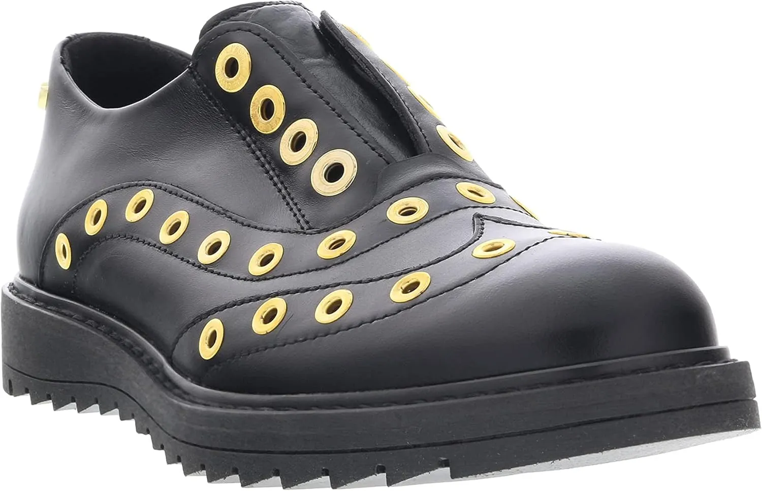 Love Moschino Riveted Slip On Leather Derby Shoes - for Womens