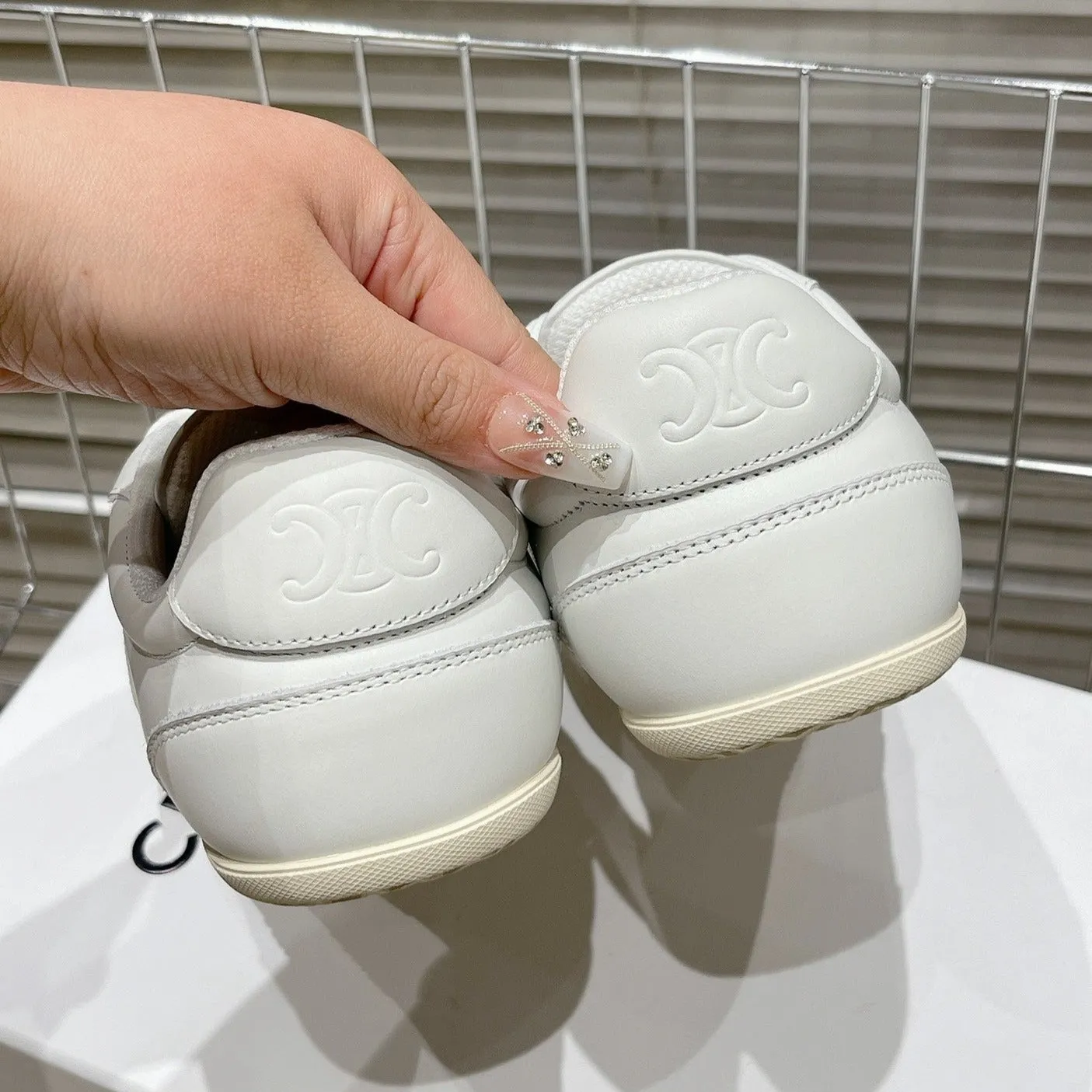 LOW Resilient CALFSKIN Fast-moving sale WHITE Celine SNEAKER LACE-UP IN OPTIC