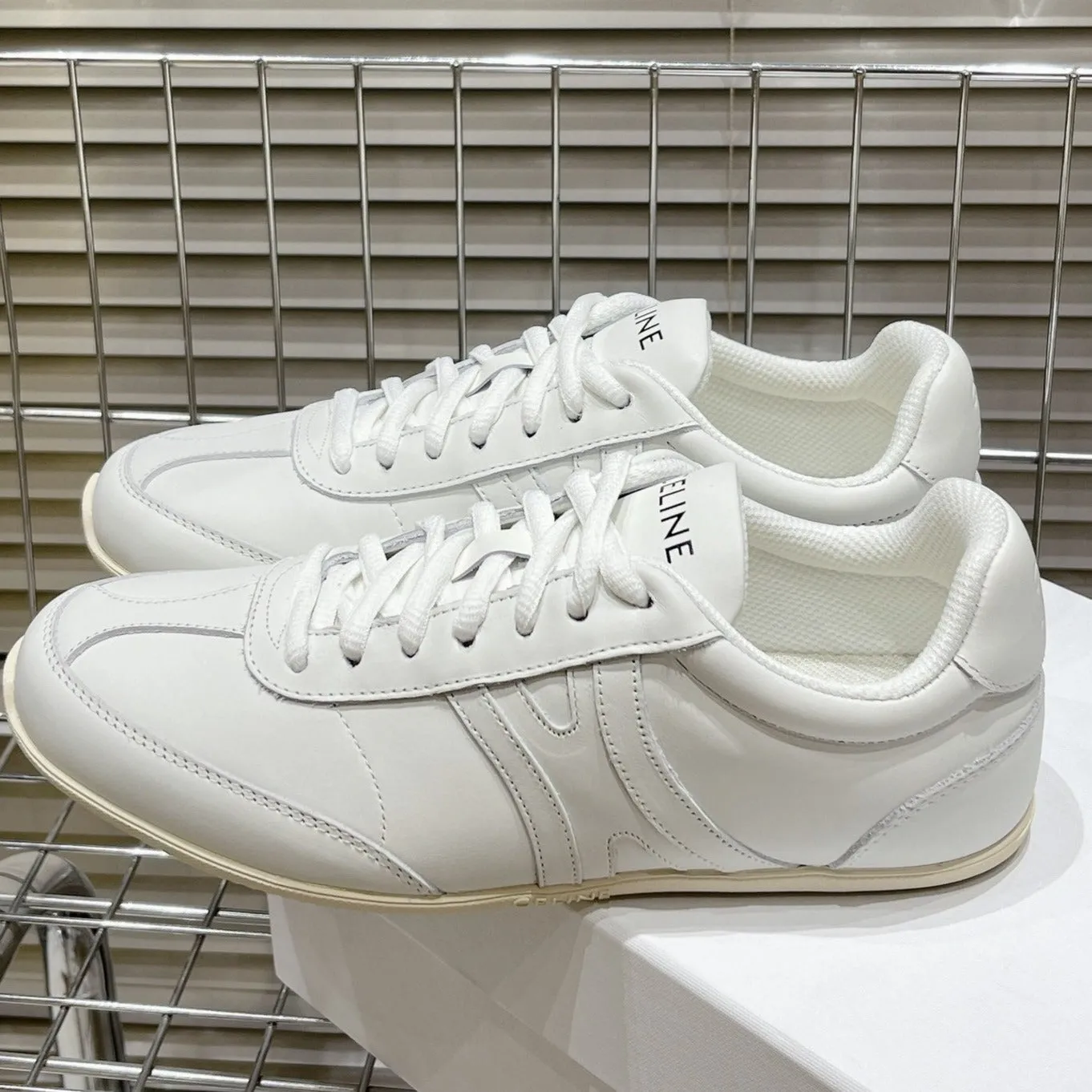 LOW Resilient CALFSKIN Fast-moving sale WHITE Celine SNEAKER LACE-UP IN OPTIC
