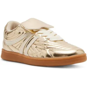 Madrid Gold Metallic Quilted Lace Up Sneakers