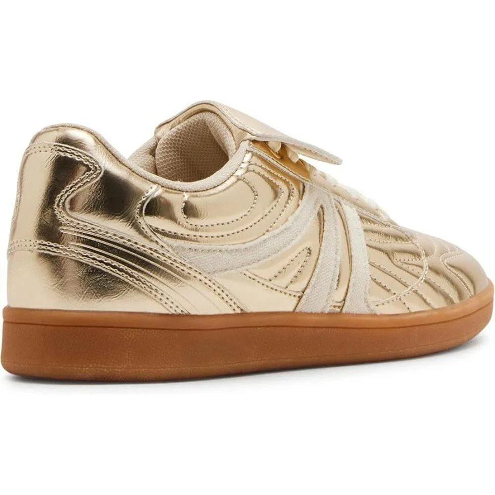 Madrid Gold Metallic Quilted Lace Up Sneakers