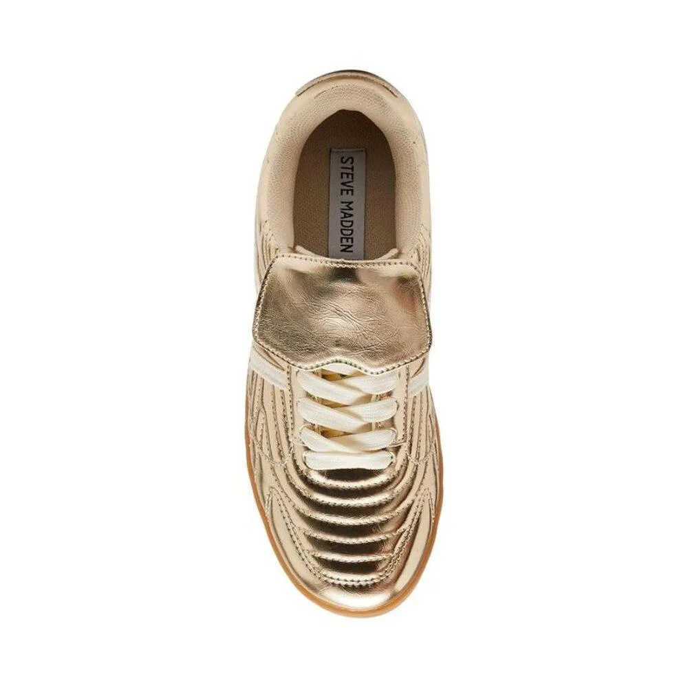 Madrid Gold Metallic Quilted Lace Up Sneakers