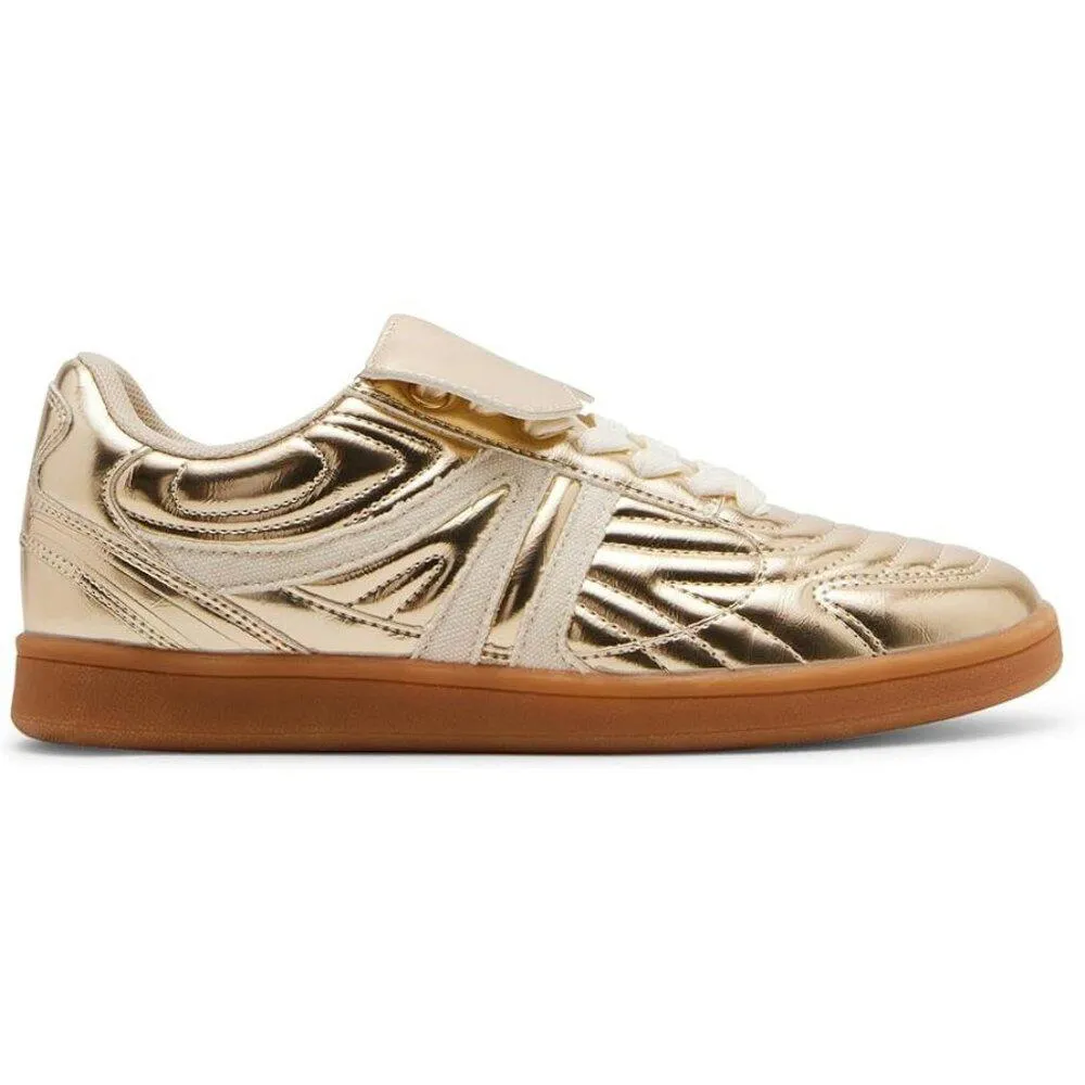 Madrid Gold Metallic Quilted Lace Up Sneakers