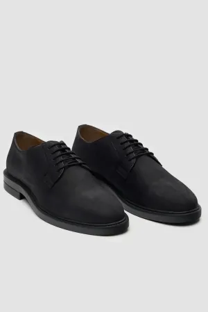 Men’s Black Suede Leather Lace Up Derby Shoes - Pedro - Black