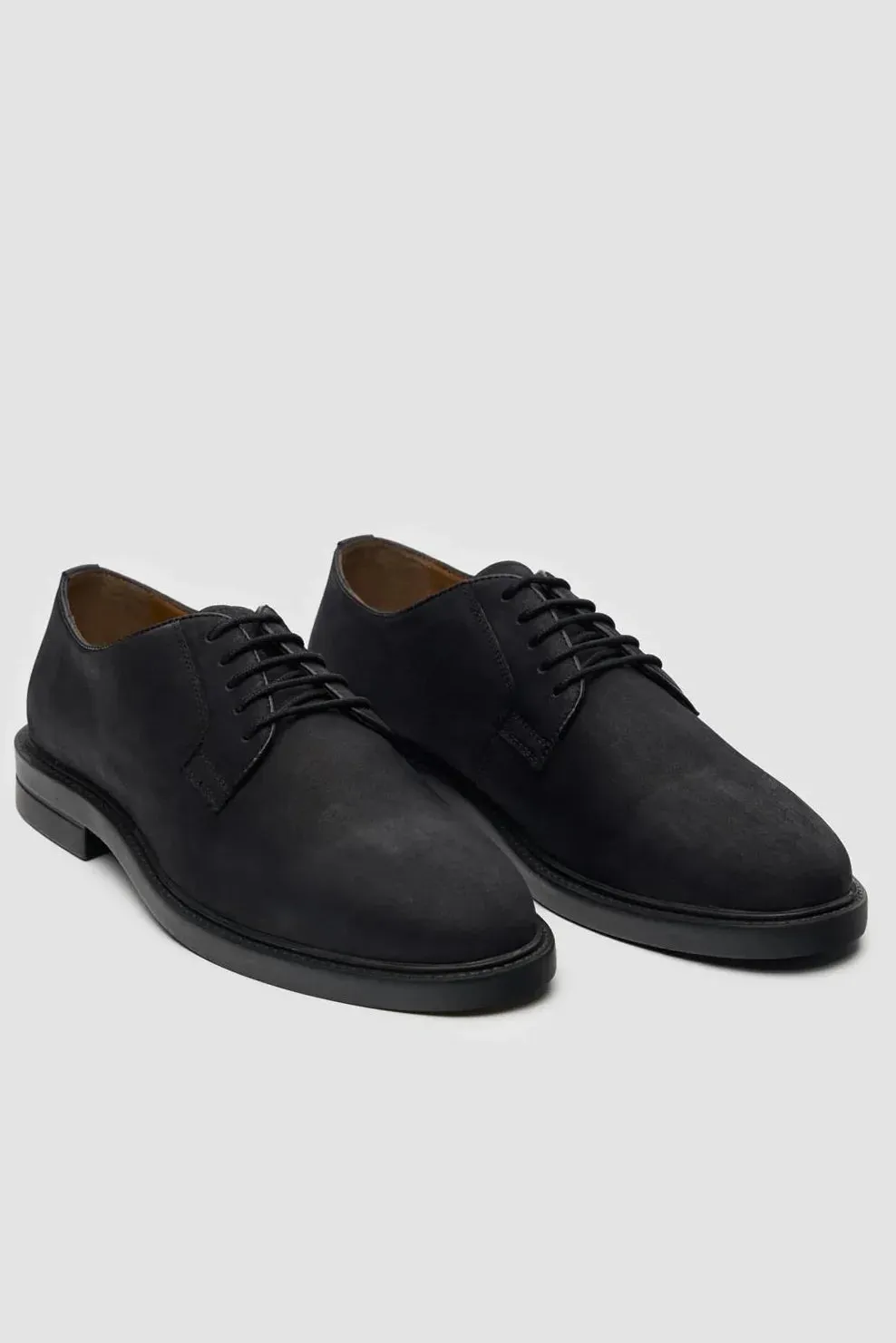 Men’s Black Suede Leather Lace Up Derby Shoes - Pedro - Black