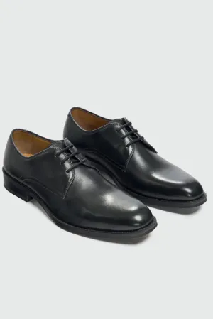 Men’s Leather Lace Up Derby Dress Shoes - Taylor  - Black