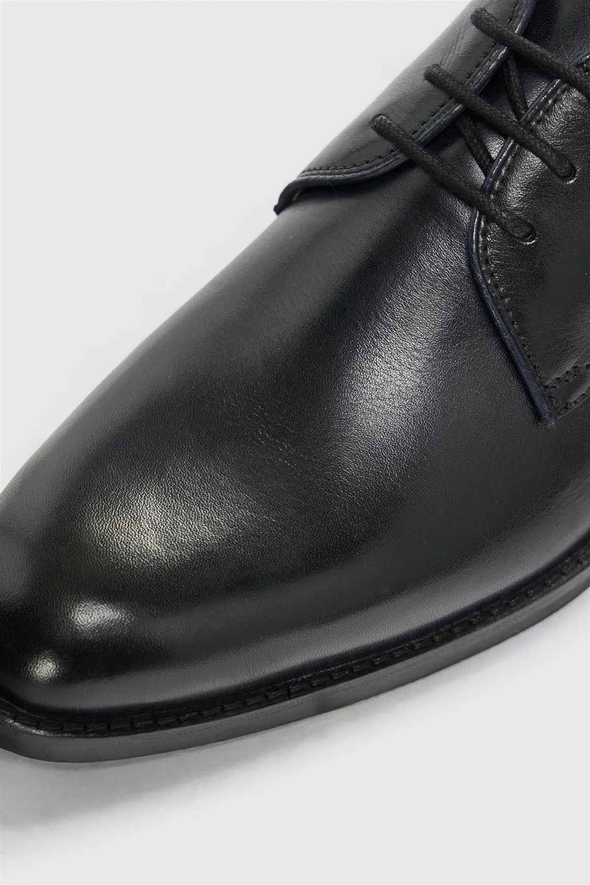 Men’s Leather Lace Up Derby Dress Shoes - Taylor  - Black