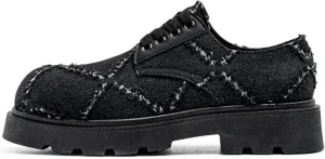 Men's Stylish Chunky - Sole Derby Walking Leather Shoes - Ideal for Casual Wear and Street Cowboy Style