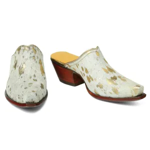Metallic Acid Wash Mule - Cowhide
