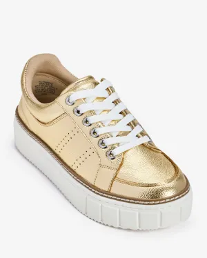 Metallic Lace Up Sneaker Gold