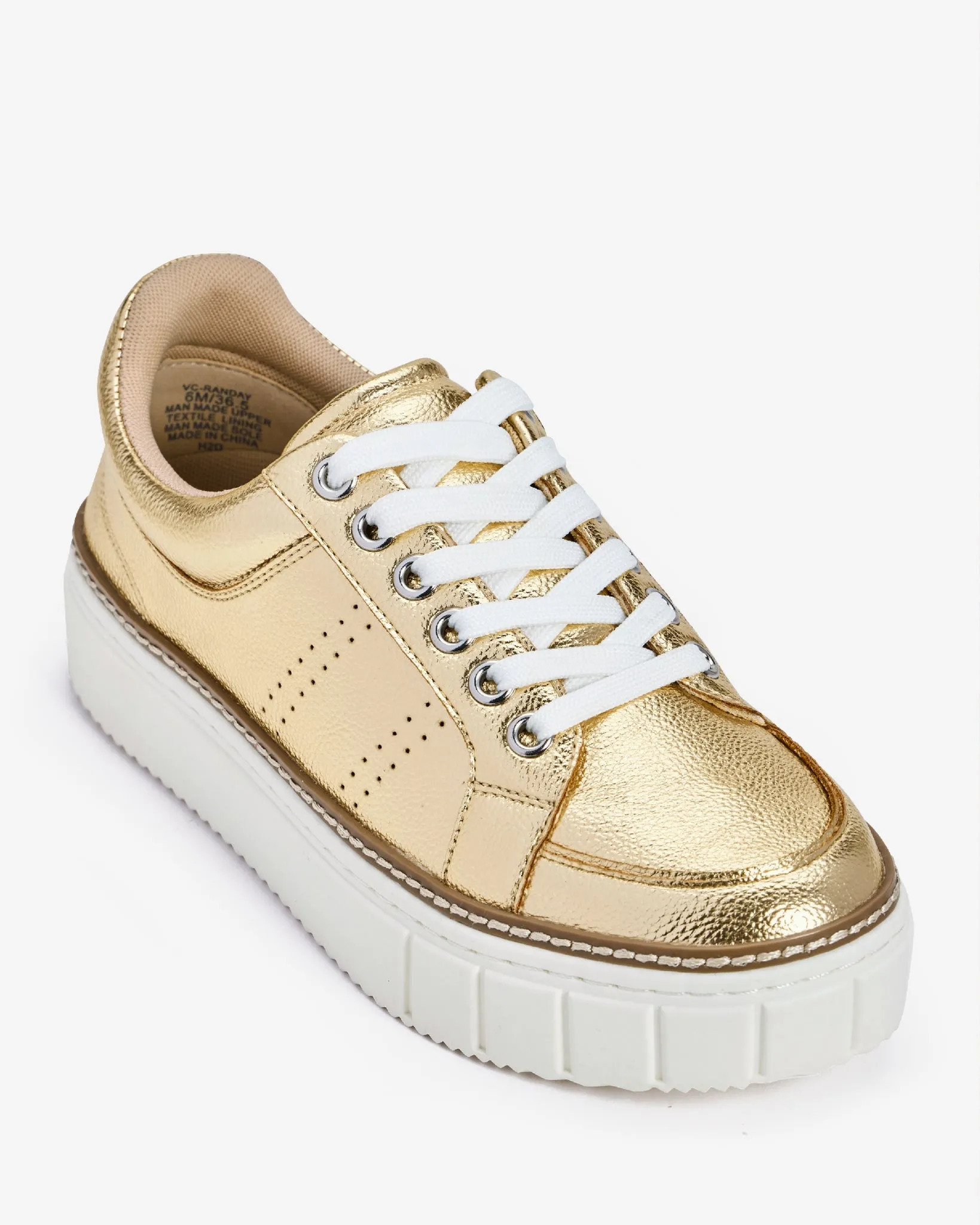 Metallic Lace Up Sneaker Gold