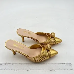MISS LEFT Closed Pointed Toe Mule for Women Knotted Detail Slip On Backless