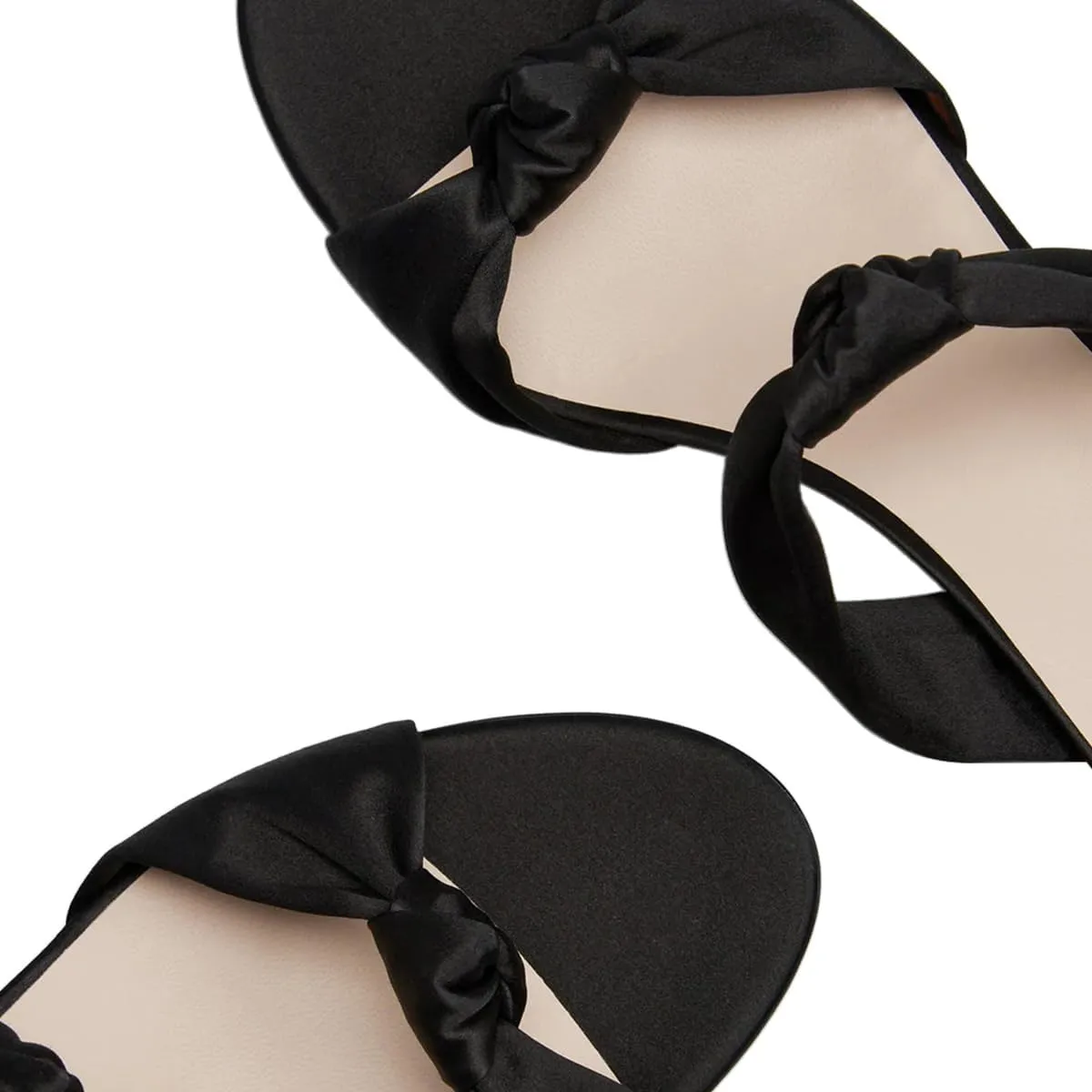 miss left Women Stylish Open Toe Two Knotted Straps Mules Comfoy Low Heel Slip on Summer Casual Daily Slide Sandals Size 4-16 US