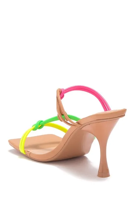 Mule Robbin Slide ON Toe Beautiful Cape Heel Neon Mid Color Multi Newly Open Sandals Slip Clean-lined