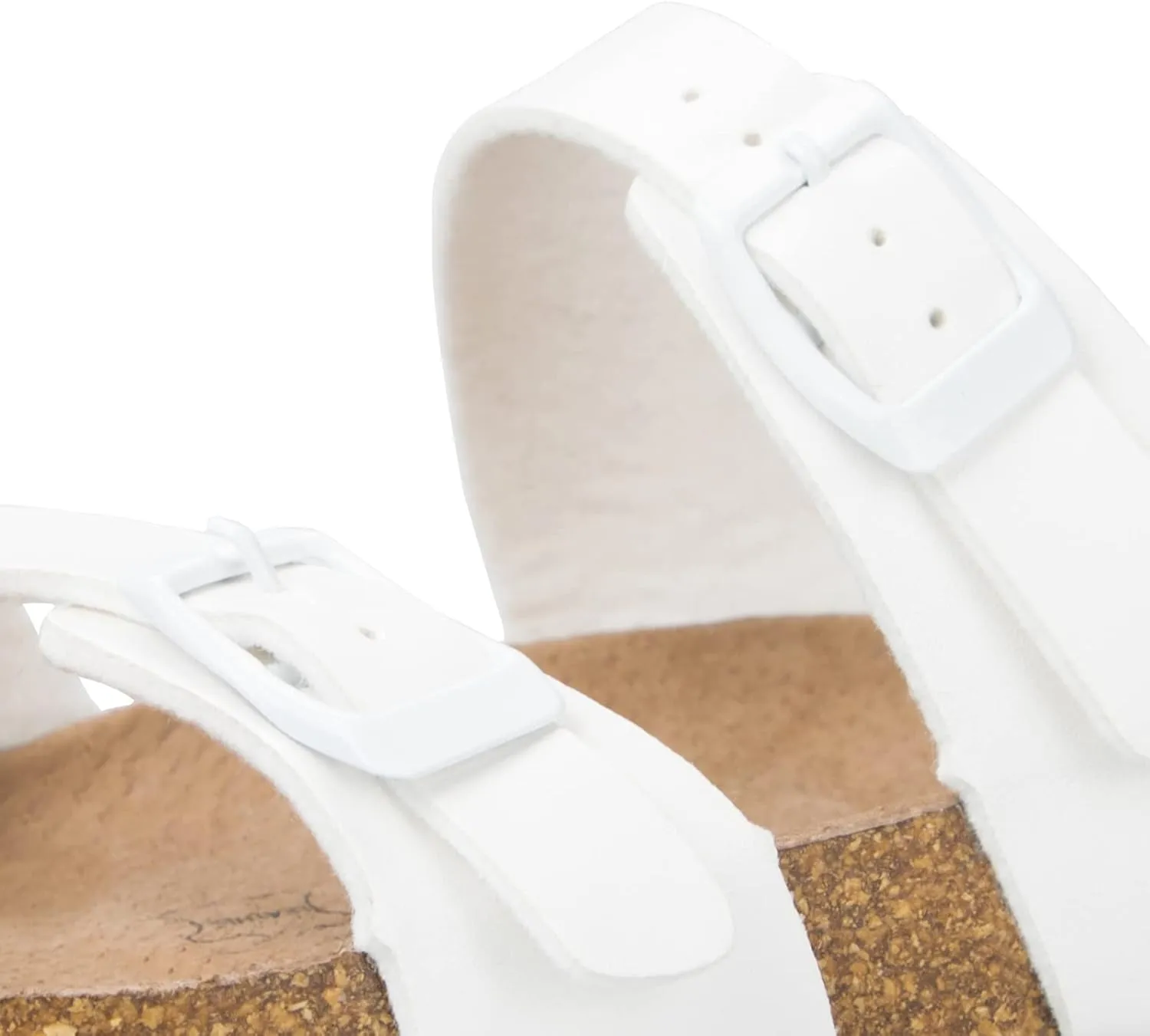 mysoft Women's Cork Footbed Sandals Double Adjustable Buckle Slide Sandals Slip On Walking Summer Shoes