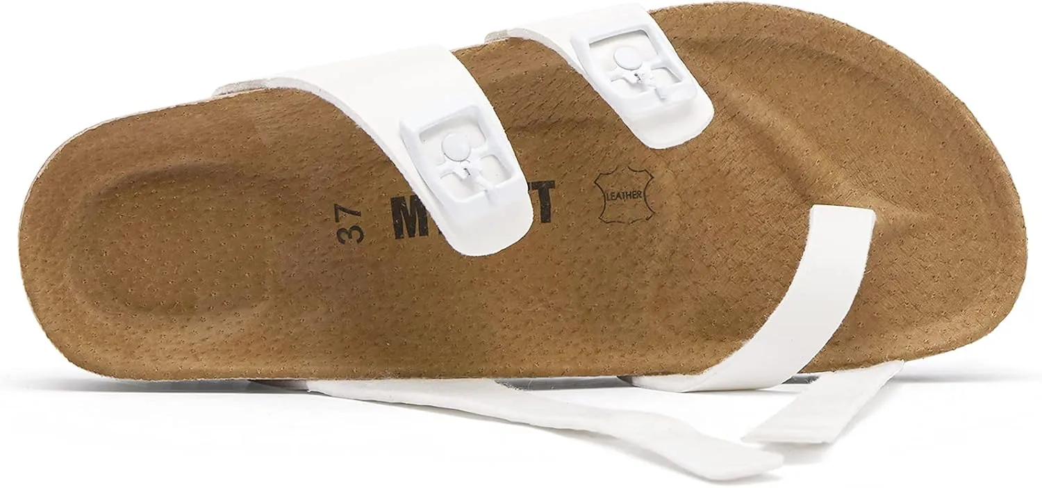 mysoft Women's Cork Footbed Sandals Double Adjustable Buckle Slide Sandals Slip On Walking Summer Shoes