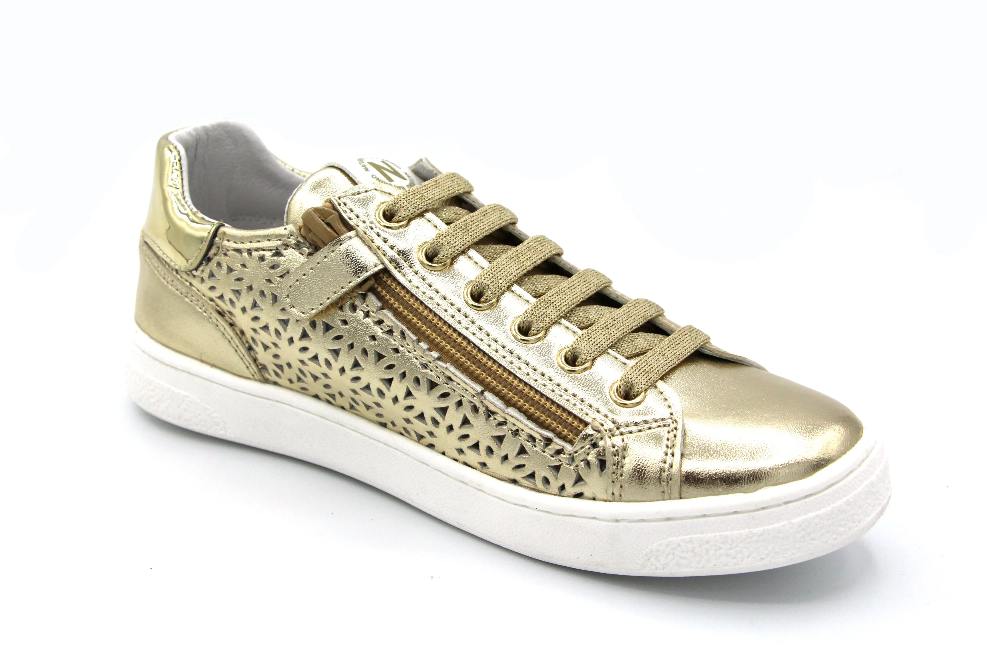 Naturino  Metallic Gold Perforated Lace Up Qell
