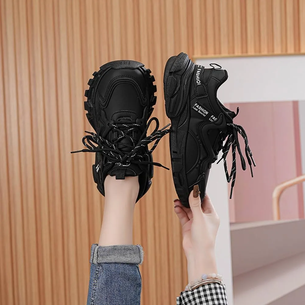 NCNDB Women's Platform Sport Sneaker Trainers Lace Up Fashion Increased Bottom Shoes