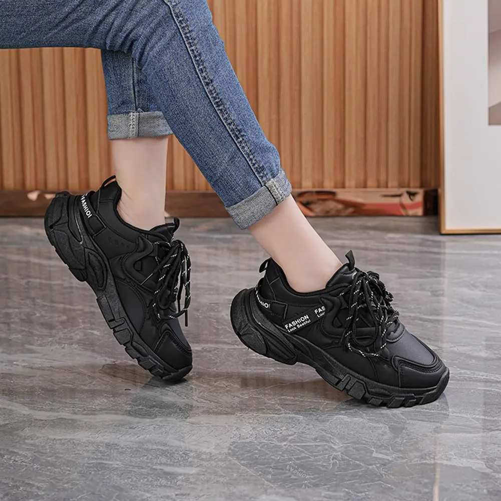 NCNDB Women's Platform Sport Sneaker Trainers Lace Up Fashion Increased Bottom Shoes