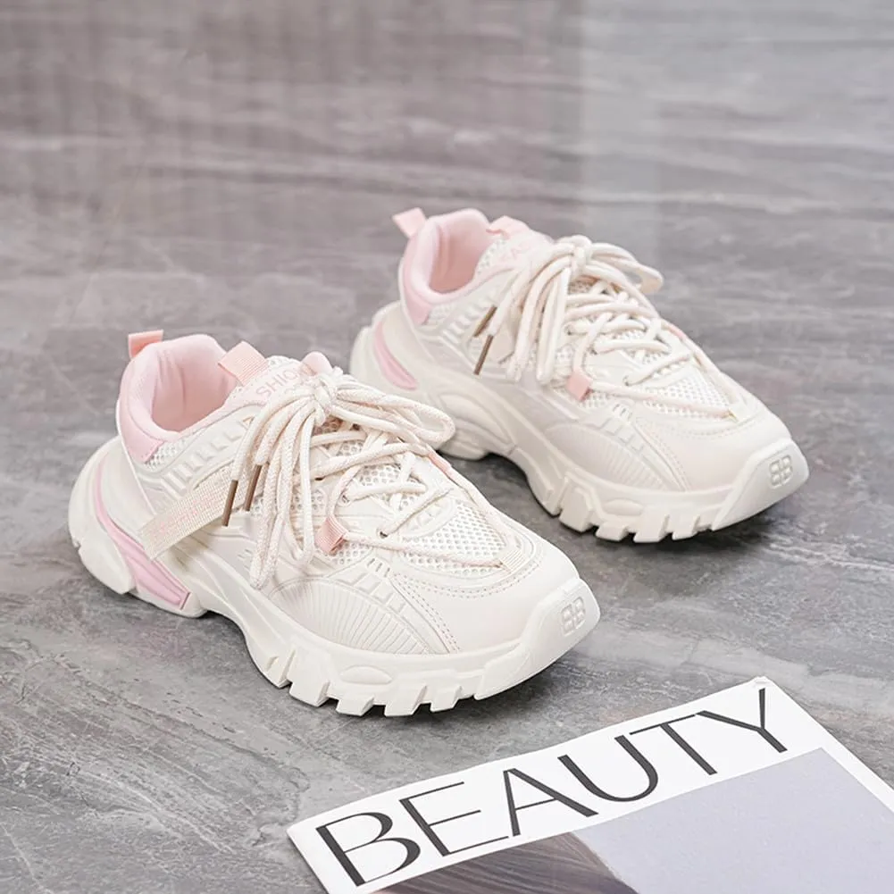 NCNDB Women's Platform Sport Sneaker Trainers Lace Up Fashion Increased Bottom Shoes