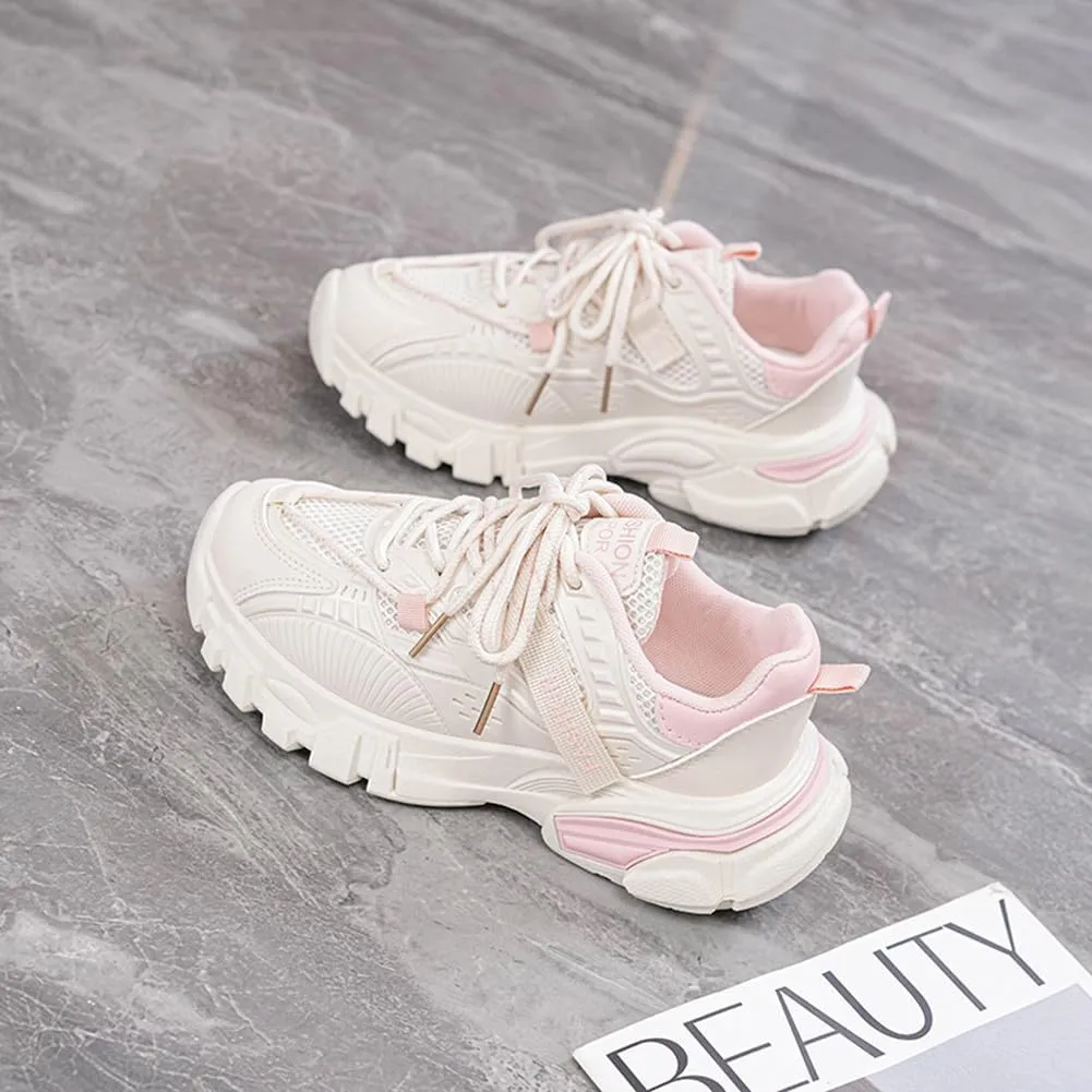 NCNDB Women's Platform Sport Sneaker Trainers Lace Up Fashion Increased Bottom Shoes