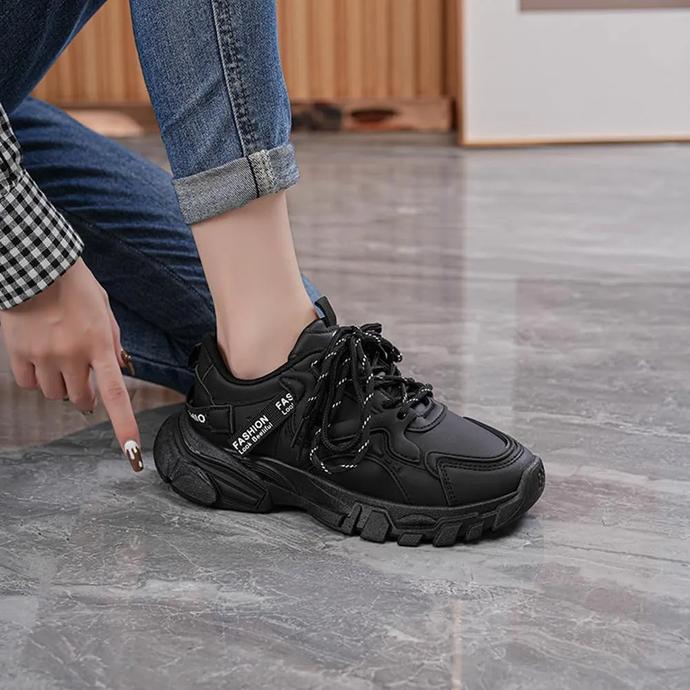 NCNDB Women's Platform Sport Sneaker Trainers Lace Up Fashion Increased Bottom Shoes