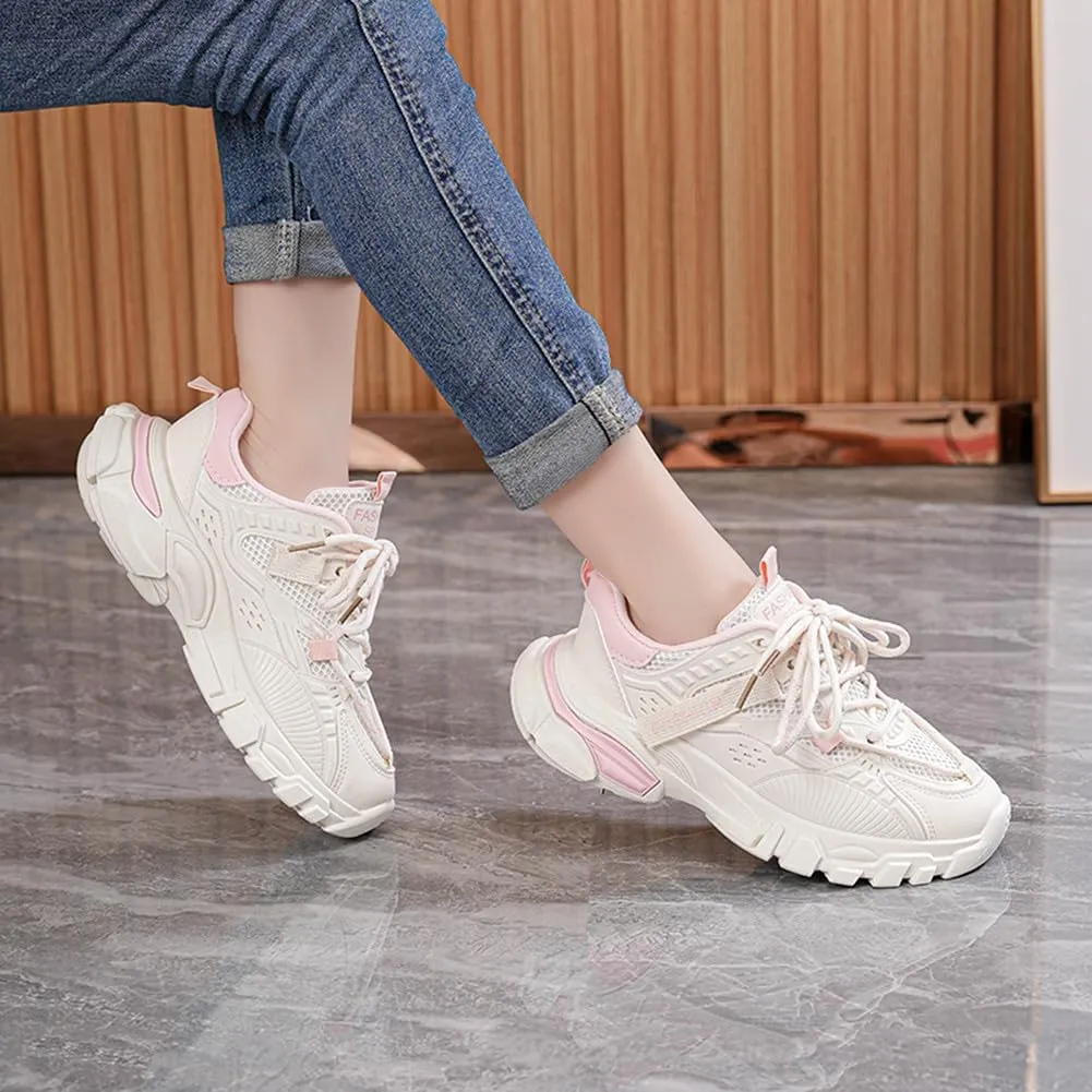 NCNDB Women's Platform Sport Sneaker Trainers Lace Up Fashion Increased Bottom Shoes