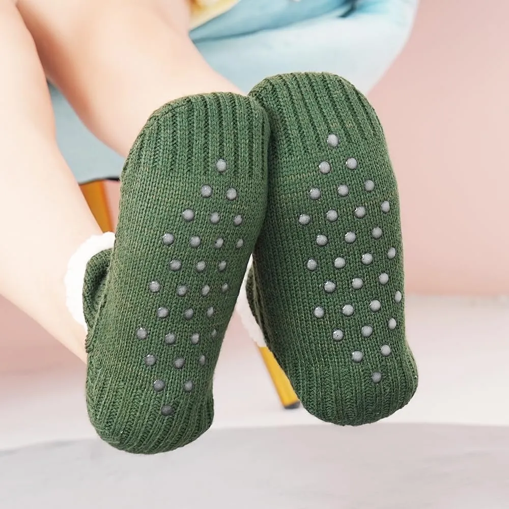 Non slip floor socks Fuzzy Curly Fur Memory Foam Loafer Thick velvet slippers, autumn and winter warm home floor anti slip foot protection covers,