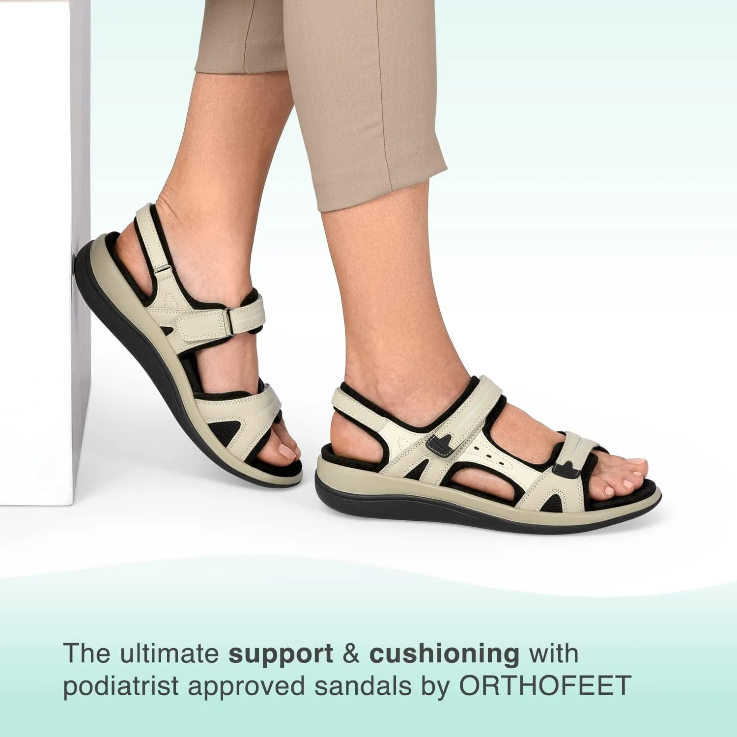 Orthofeet Women's Orthopedic Leather Adjustable Venice Sandals