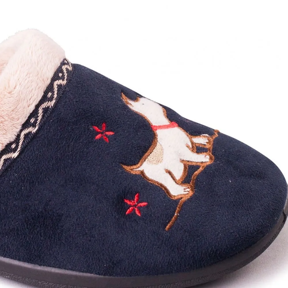 Padders SCOTTY Womens (EE Fit) Mule Slippers Navy